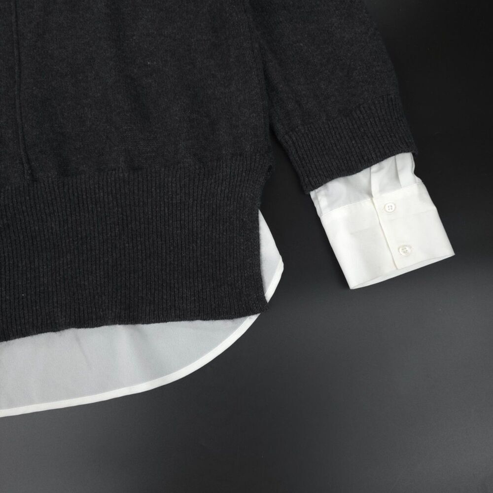 BROCHU WALKER Looker Layered V-Neck Cashmere Wool Sweater Gray Preppy Old Money - Picture 9 of 12